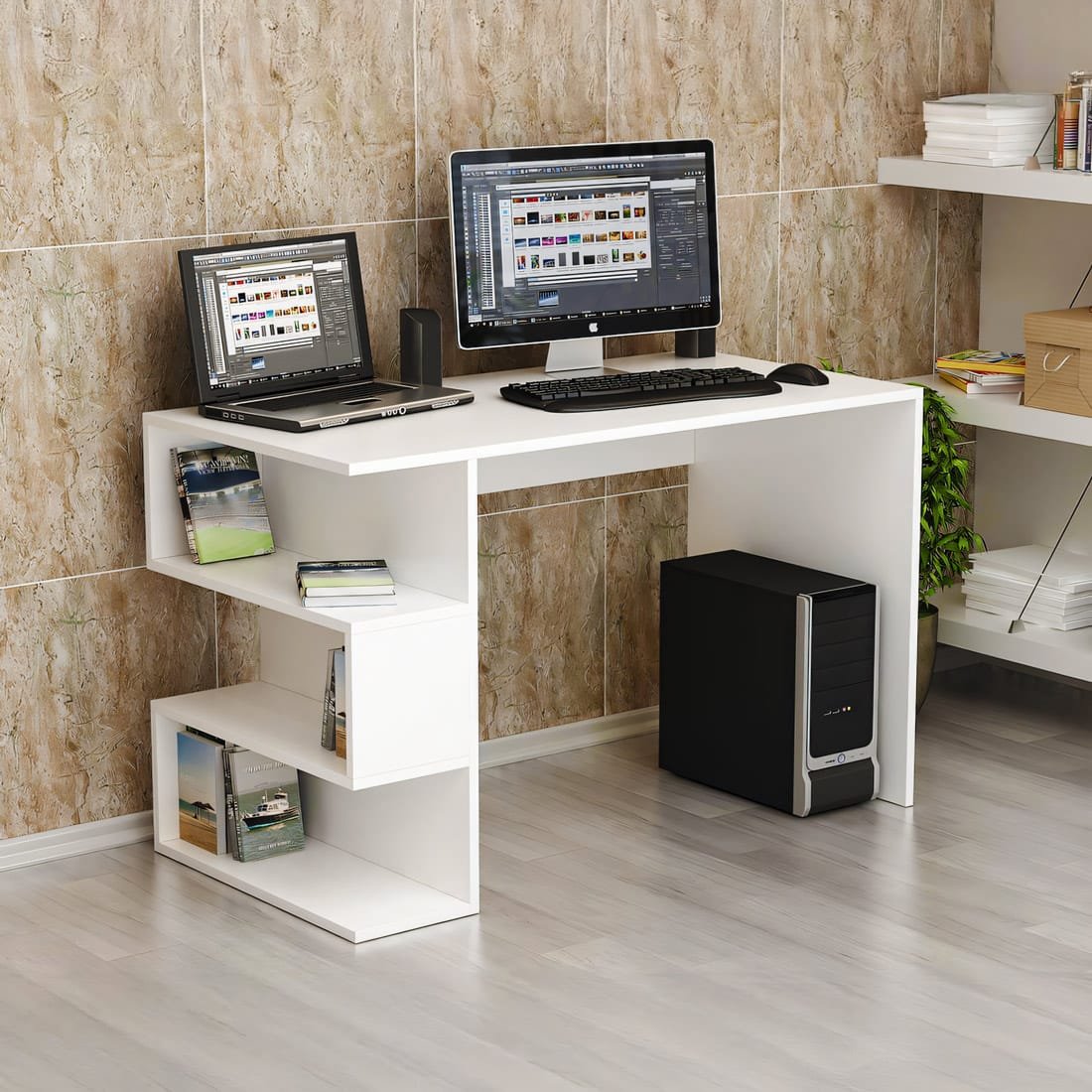 Escritorio Versa Dex 3 Estantes Blanco
