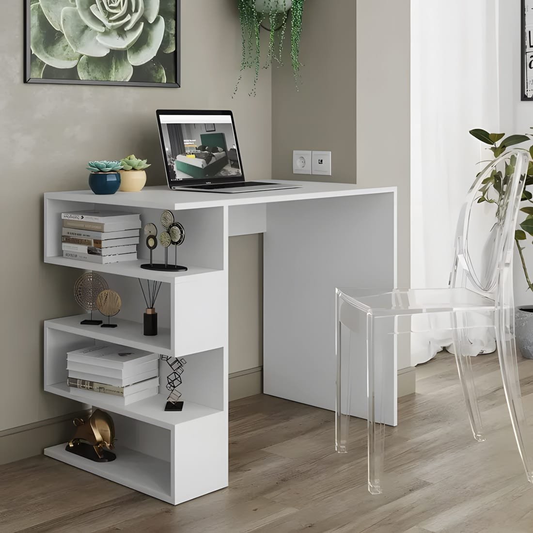 Escritorio Versa Dex 4 Estantes Blanco