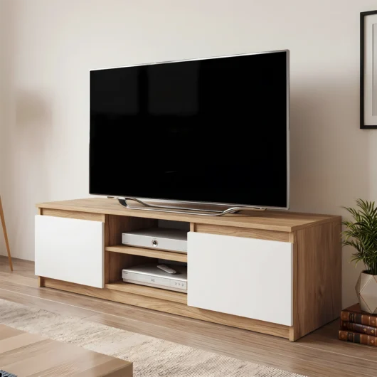 Mueble para tv Tana blanco y duna
