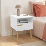 Velador Vintage Mesa de Noche Prisma 1 Cajón