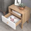 Velador Shoty 1 Cajón Blanco y Duna